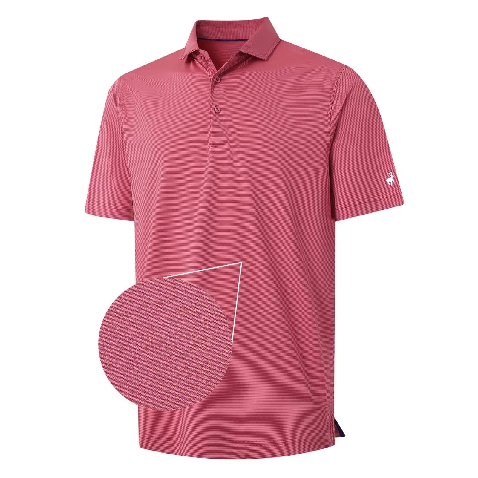 MICHEL ROUEN Golf Shirts for Men (Short Sleeve, Lightweight Quick Dry Pin Striped Casual Collared Polo Shirts)