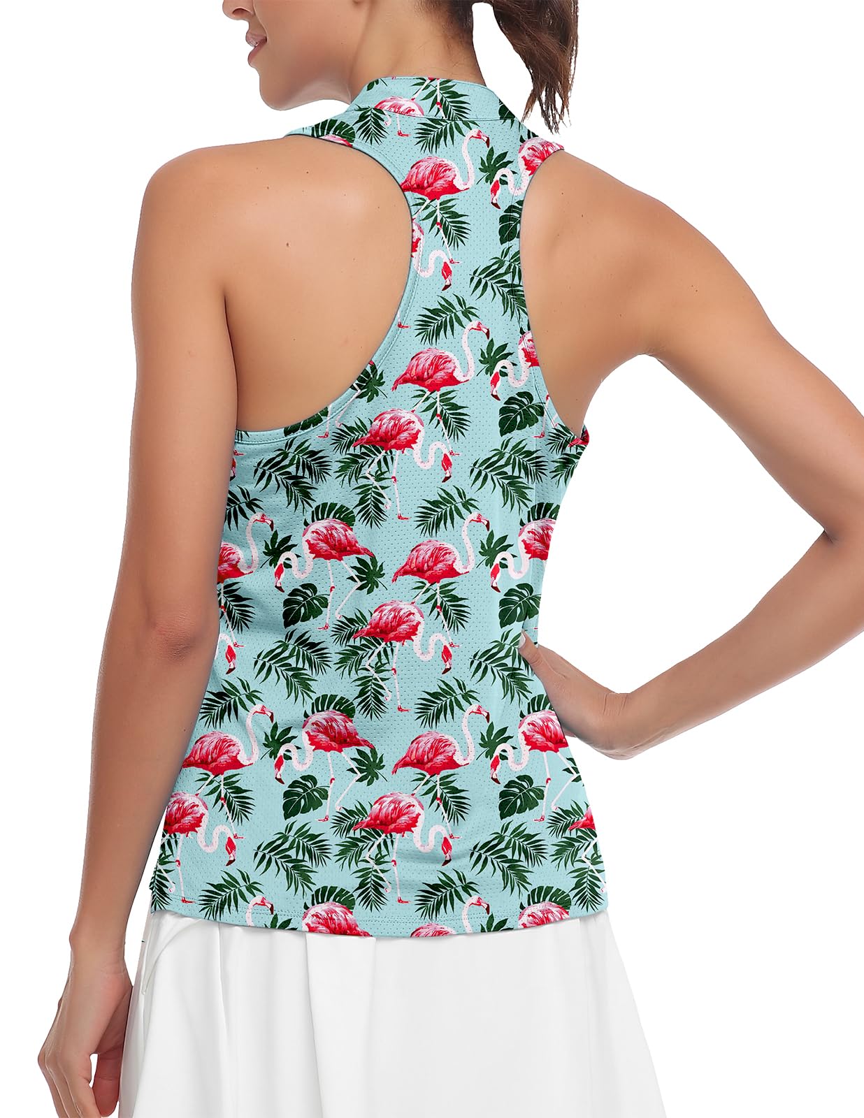 Womens Flamingo Sleeveless Golf Shirts (Racerback)