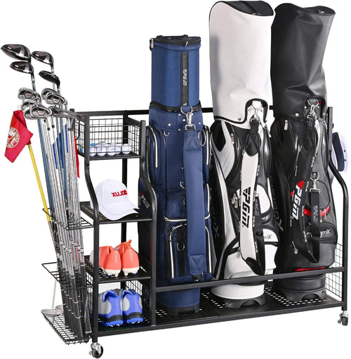 Beautiful 4 Golf Bag Organizer Garage Storage,